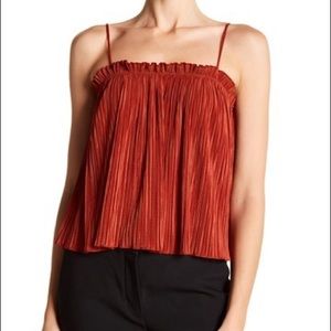 Madewell Orange Pleated Ruffle Tank Top XL